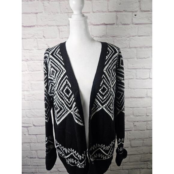 Romeo + Juliet Couture Womens Open Front Cardigan Black White Small - Picture 3 of 9